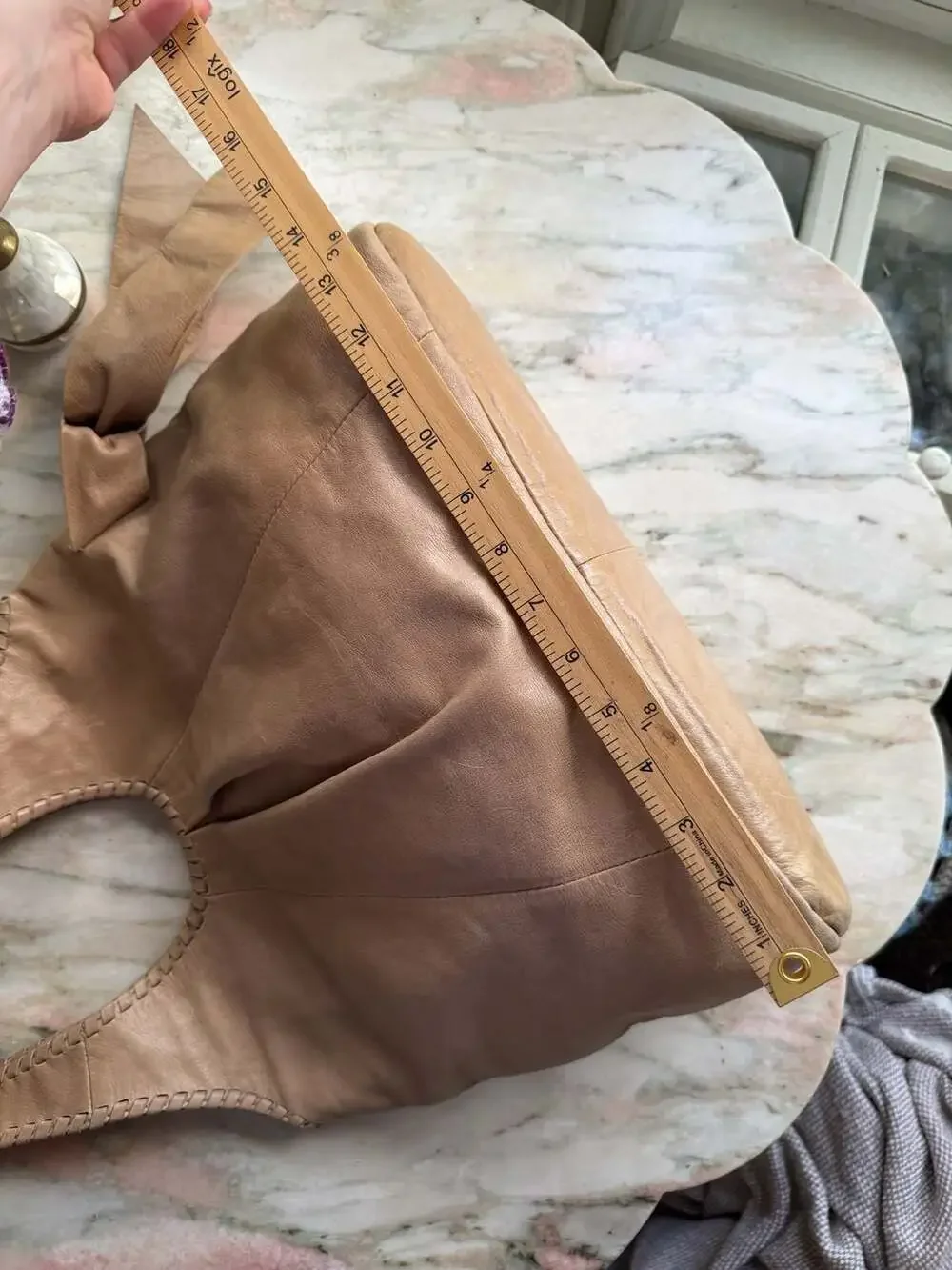 Talbots Leather Slouchy Shoulder Bag with Braided Detail and Side Bow